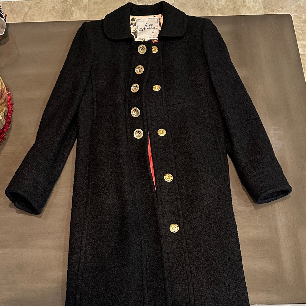 Milly Black Coat with Gold Accents Size 6